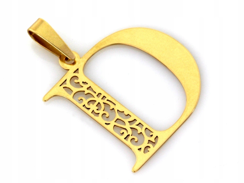 Přívěsek zlatý 585 personalizovaný dárek písmenko D, prolamovaný vzor, přívěsek