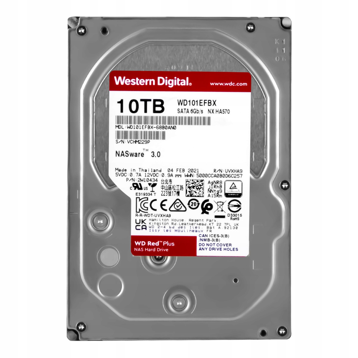 Wd Red Plus 10TB 7.2K 256MB Sata III 3.5'' WD101EFBX NASware 3.0