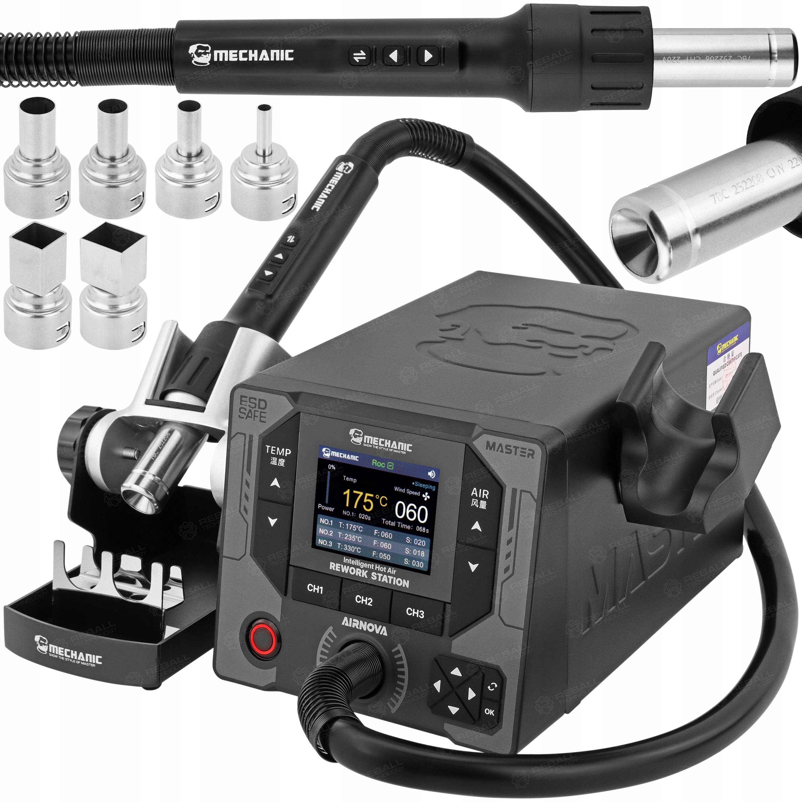 Hot Air Pájecí Stanice Mechanic Airnova 1200W Profilování Temp Bga Smd