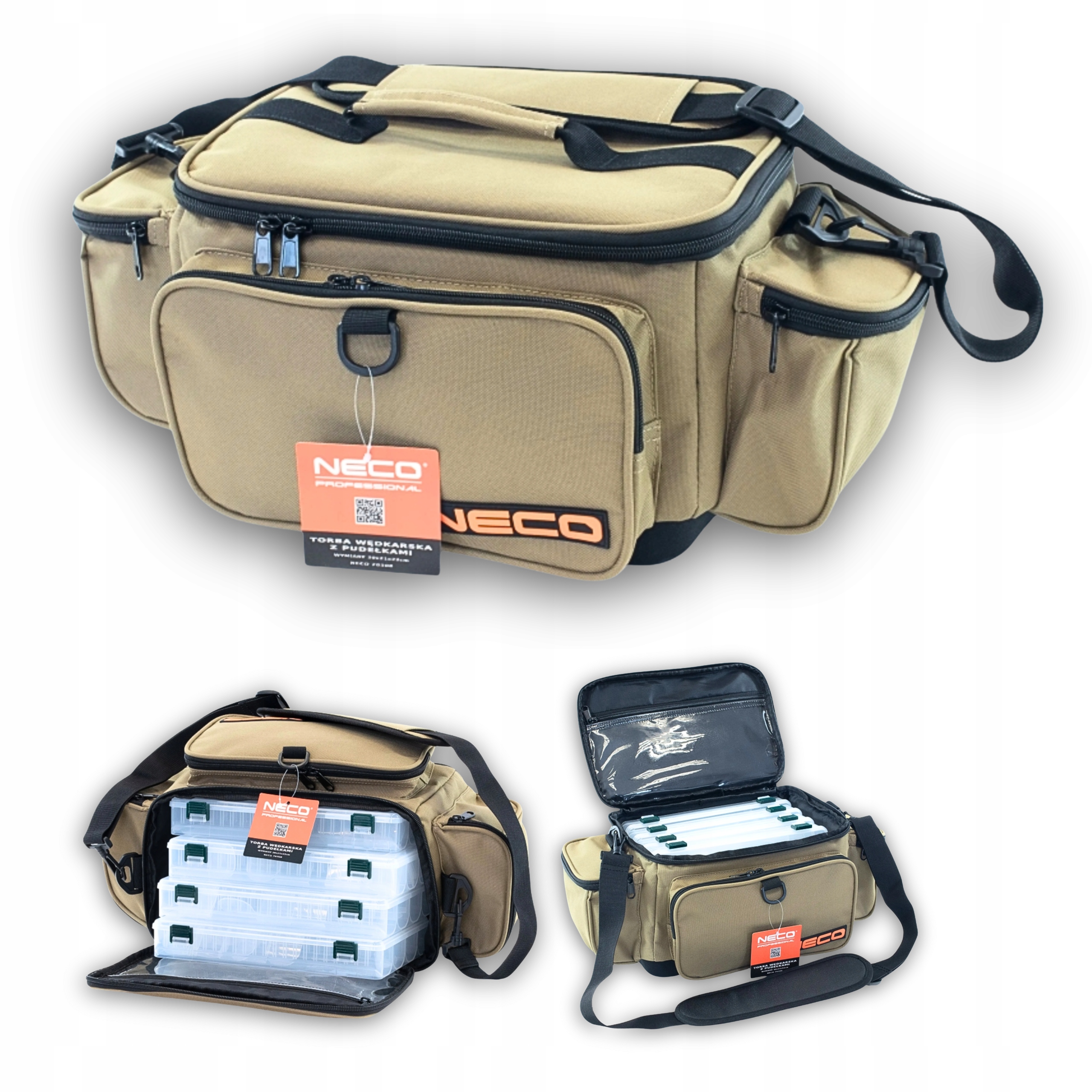Torba Wędkarska Neco Spinningowa 30x21x22 cm 4 Pudełka Wodoodporna