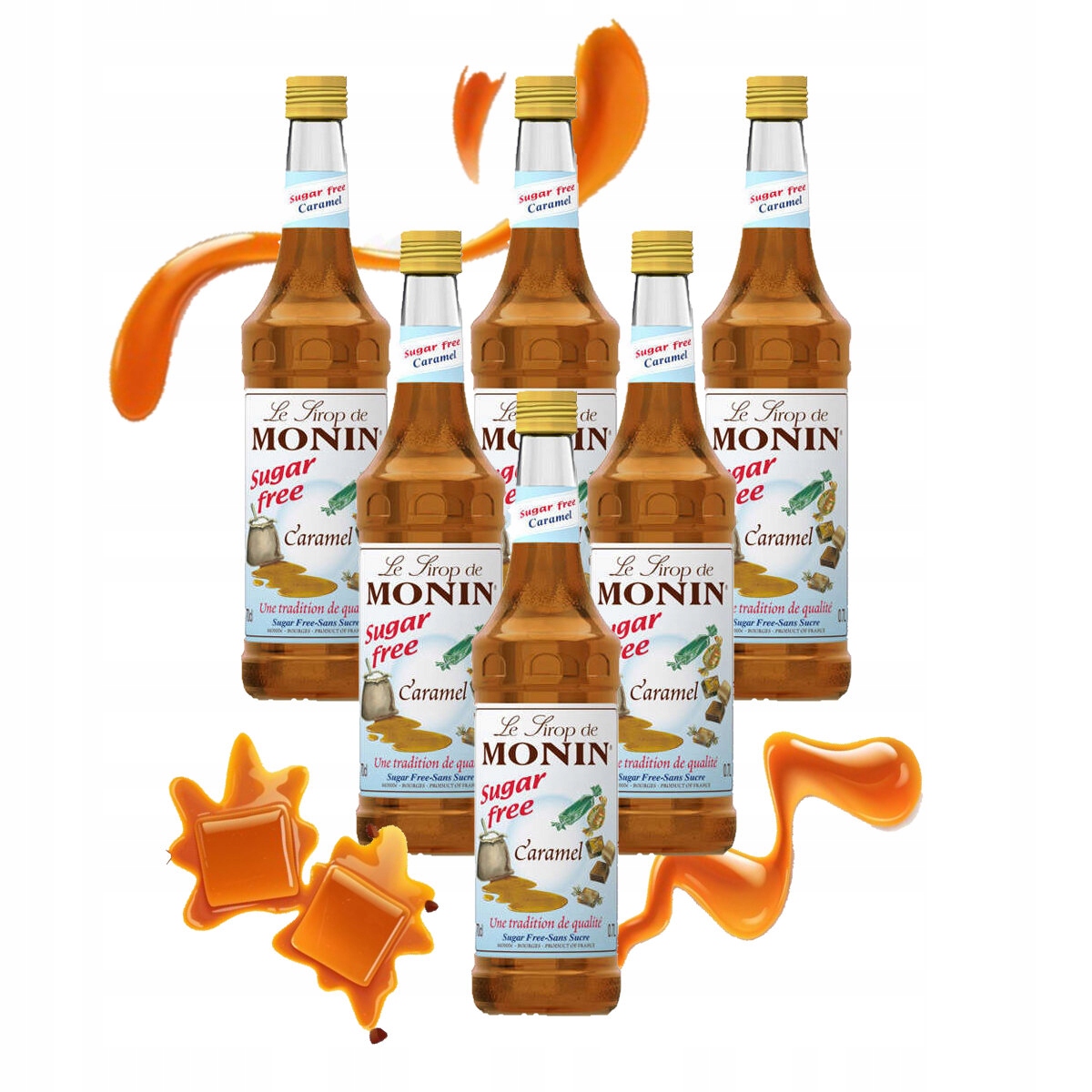 Zestaw Syrop do kawy Monin Karmelowy Bez Cukru 6x700 ml