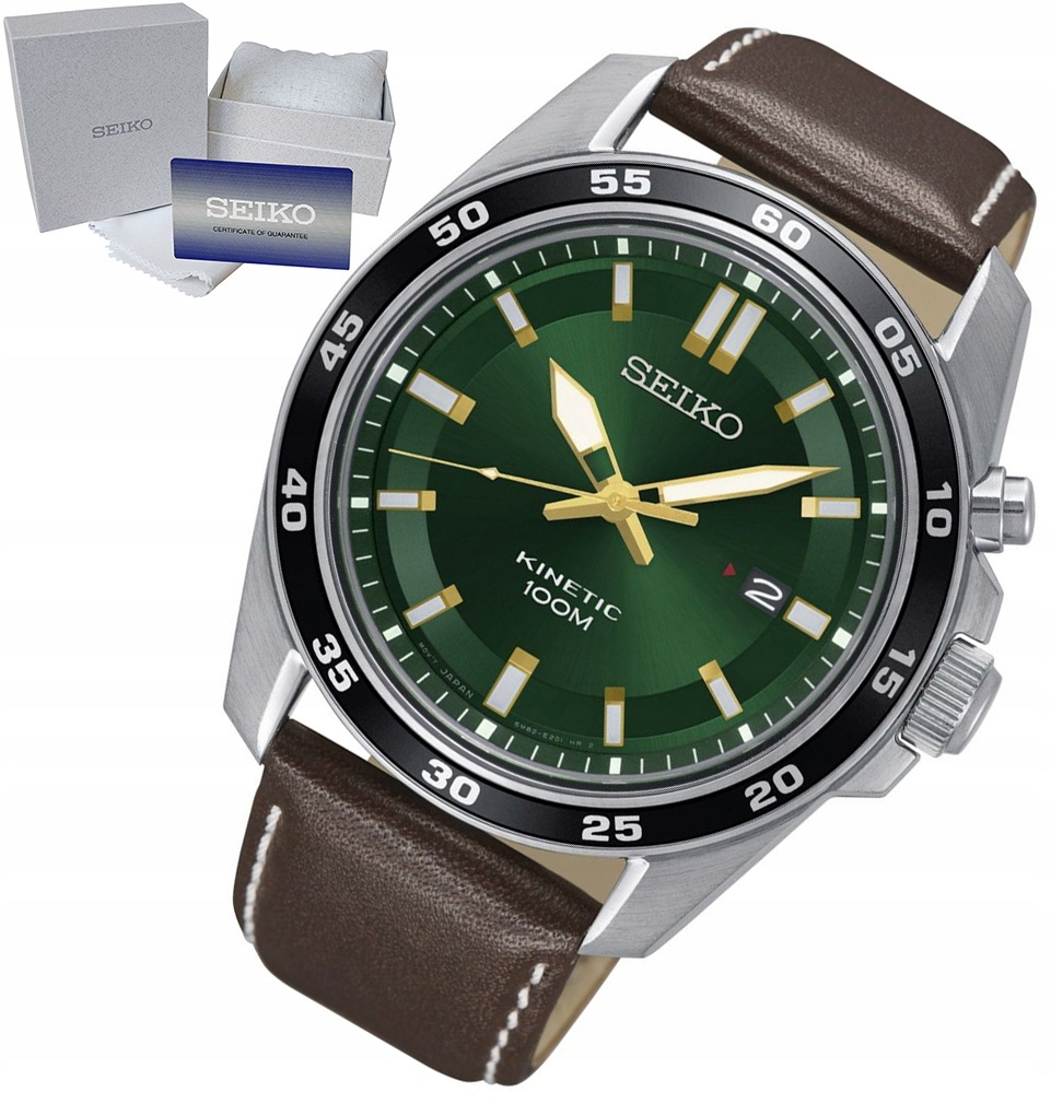 Pánské Hodinky Seiko Klasické 100 M Jako Dárek Kinetic Datumovka Krabička
