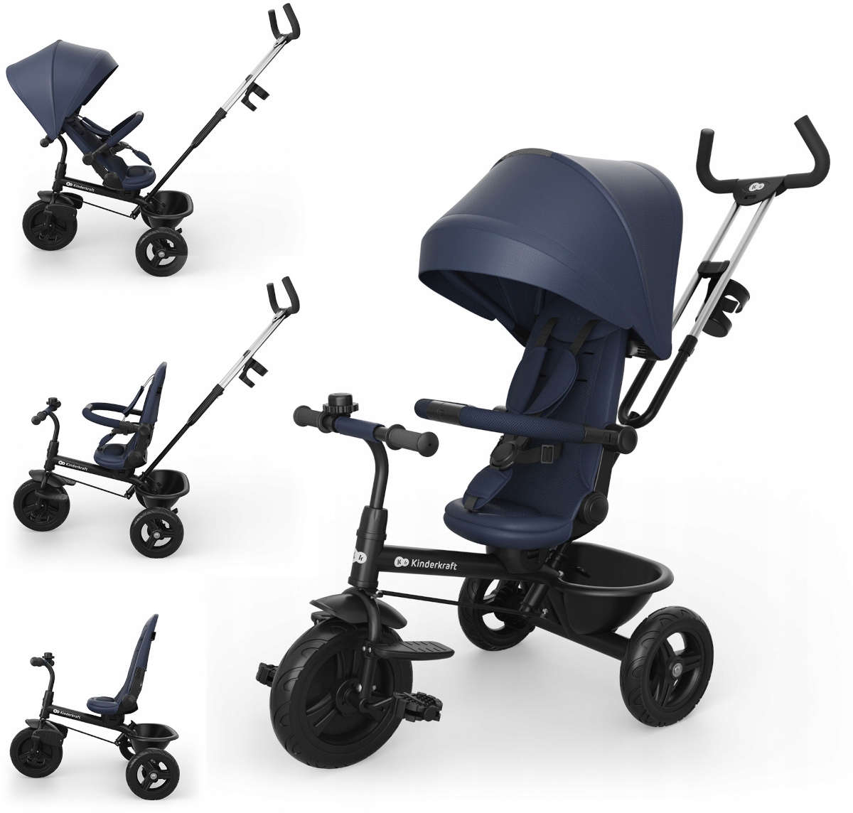 Kinderkraft Aston 2 Plus Rowerek Trójkołowy 6w1 Rower Dziecięcy Blue