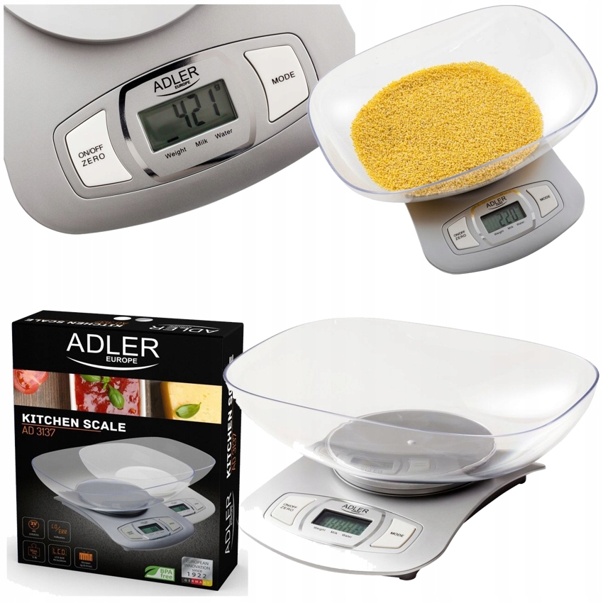 

Waga Kuchenna Do 5kg Tara LCD Misa Adler AD3137 S