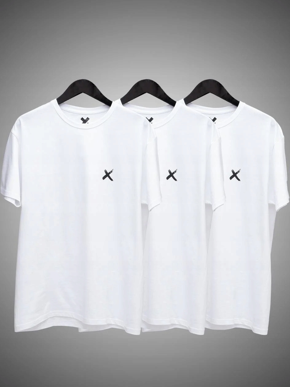 Tričko Pánské Set 3 Kusů Tričko 100% Bavlna Bílé Point X Mini X XXL