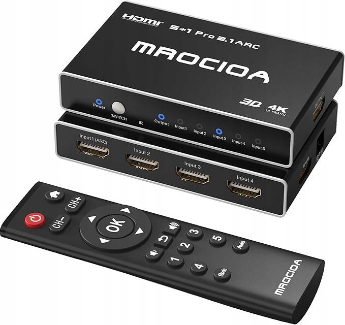Hdmi 2.1 Switch 5x1 8K 60Hz 4K 120Hz Arc eARC App Pilot 5 Portů