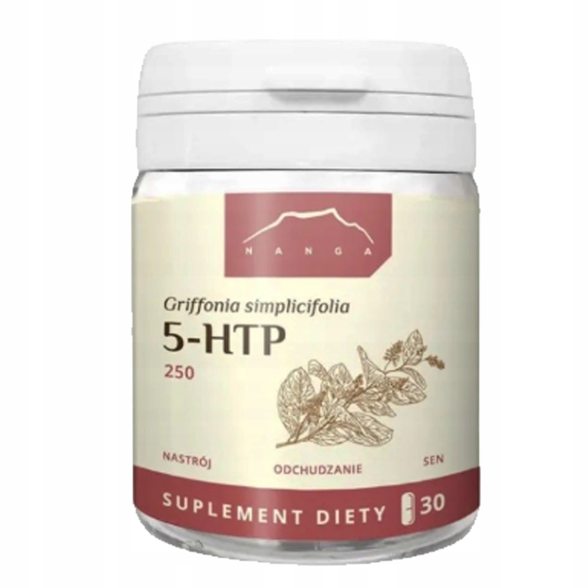 Griffonia simplicifolia 5-HTP ekstrakt 30 kapsułek x 250mg sen relaks Nanga