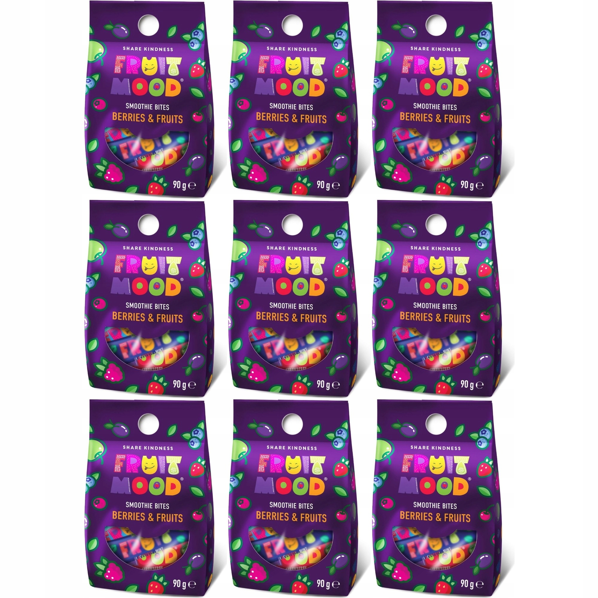 9 x Fruit Mood Mini batoniki owocowe MIX smaków Fruits & Berries 90 g