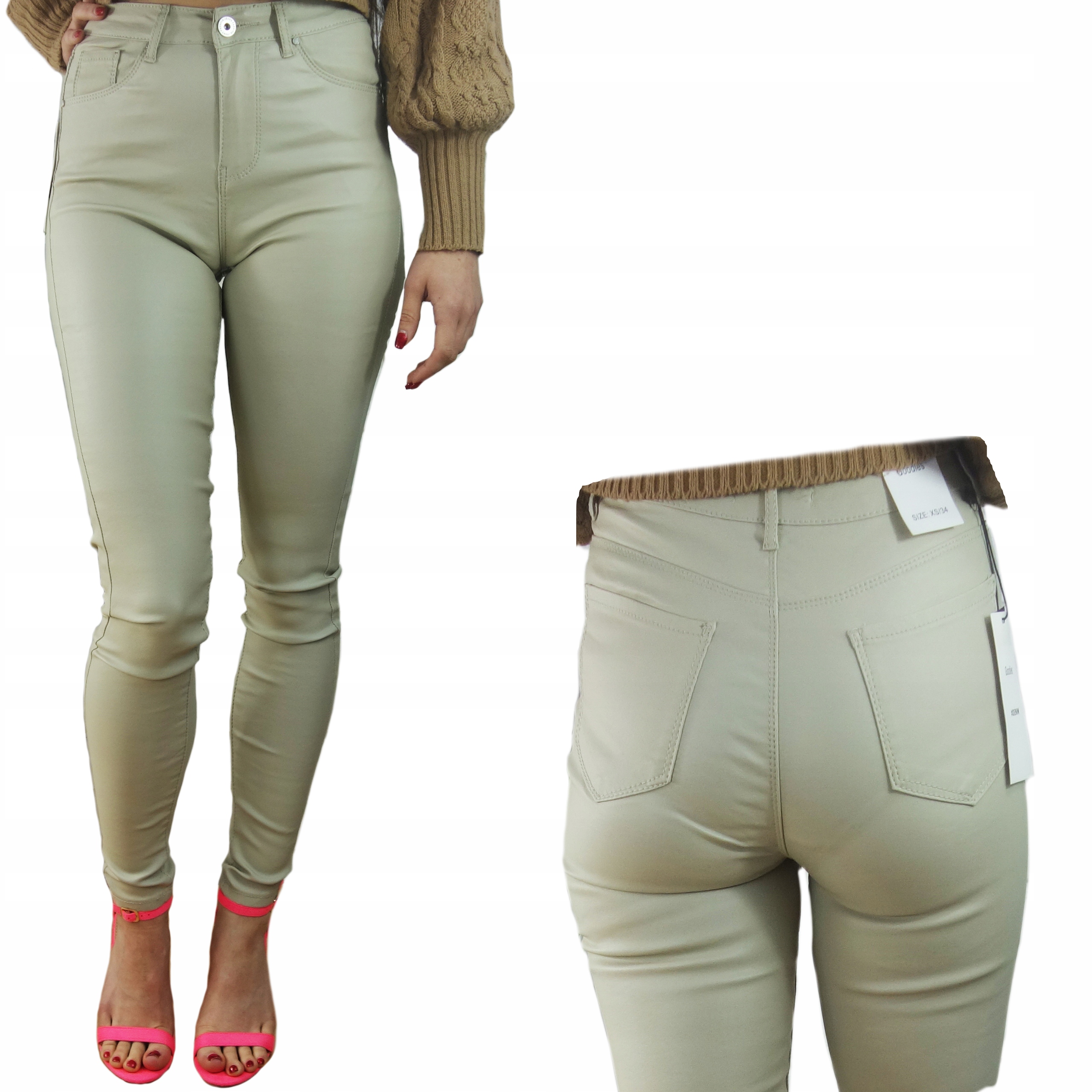 

Damskie Spodnie Woskowane Skóra Plus Size