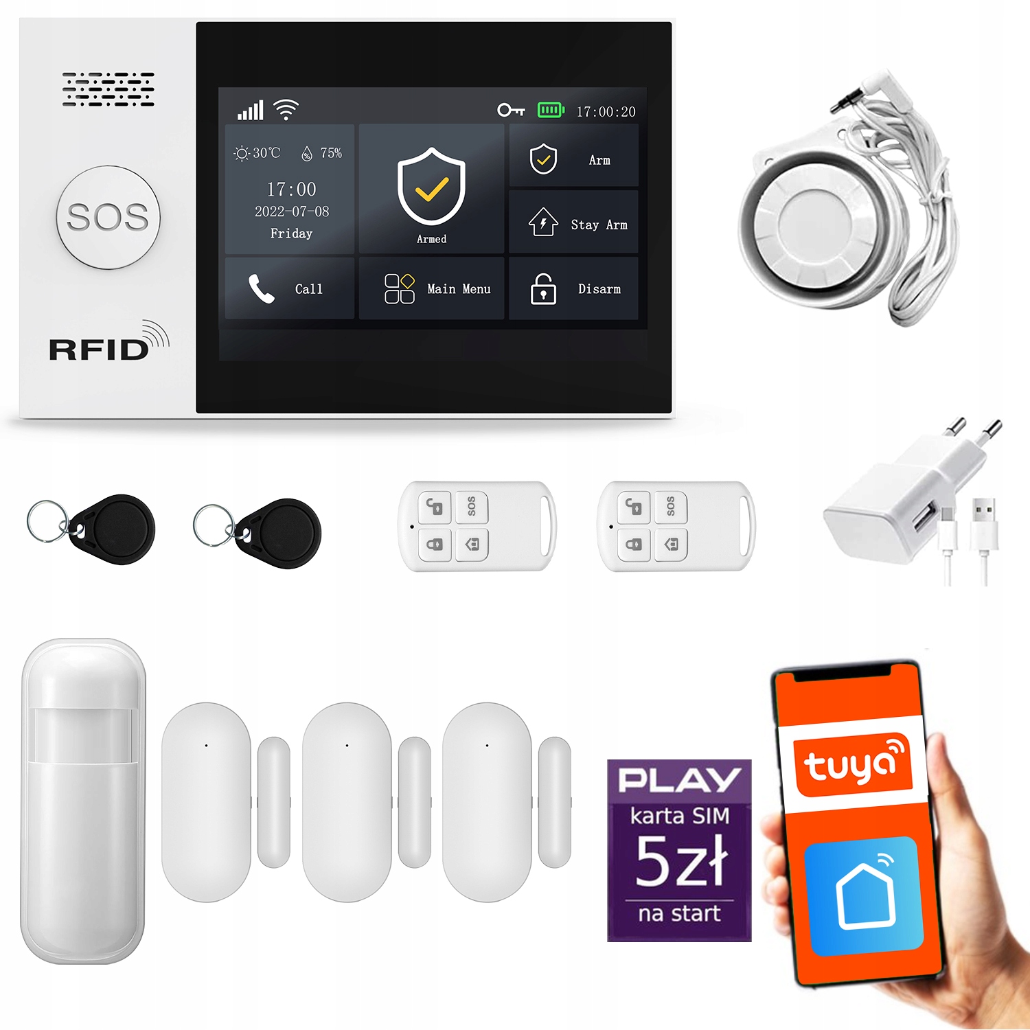 Bezdrôtový alarm Gsm WiFi, Sms, Tuya, alarmová sada Huxgo HXA007