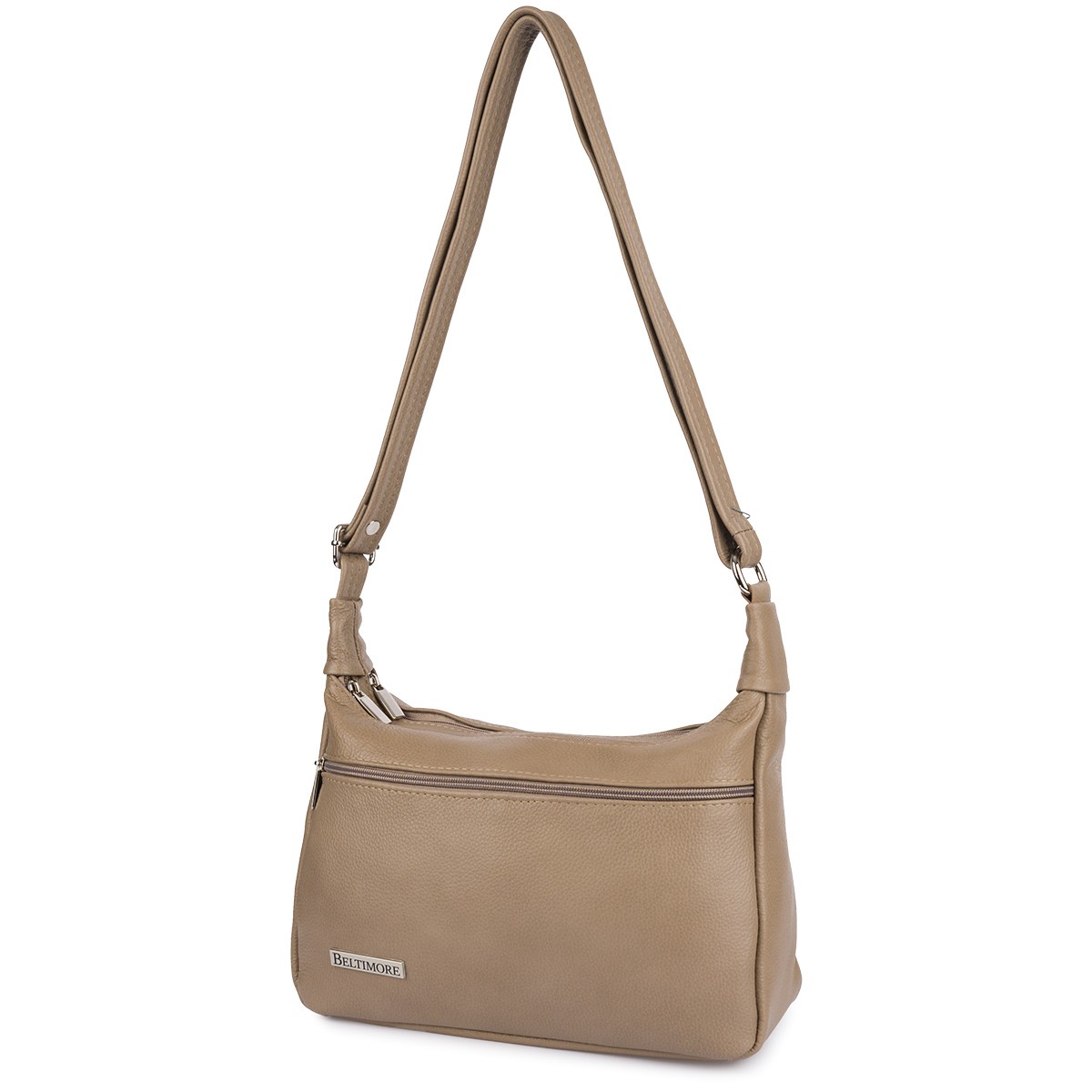 Kožená dámská kabelka přes rameno taška elegantní béžová Beltimore L40