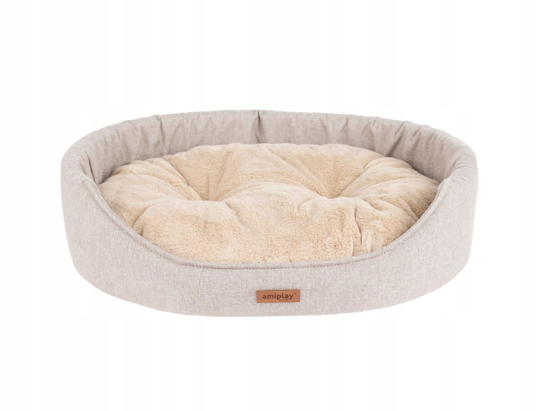 Amiplay Como Legowisko owalne dla psa rozm. L beżowe 58x50x15cm