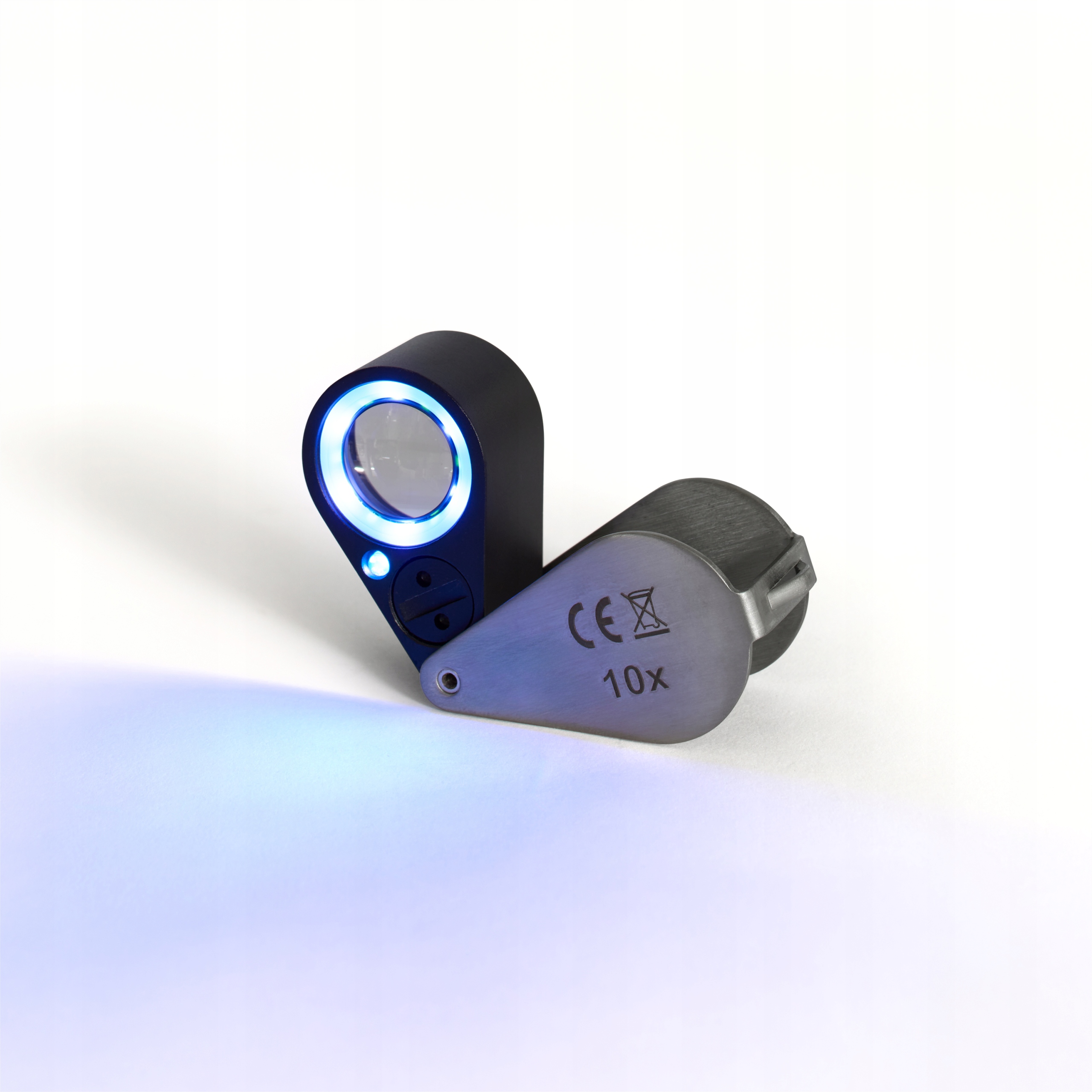 PRECYZYJNA LUPA JUBILERSKA POW. 10x LED UV SZKLANA SOCZEWKA LEUCHTTURM