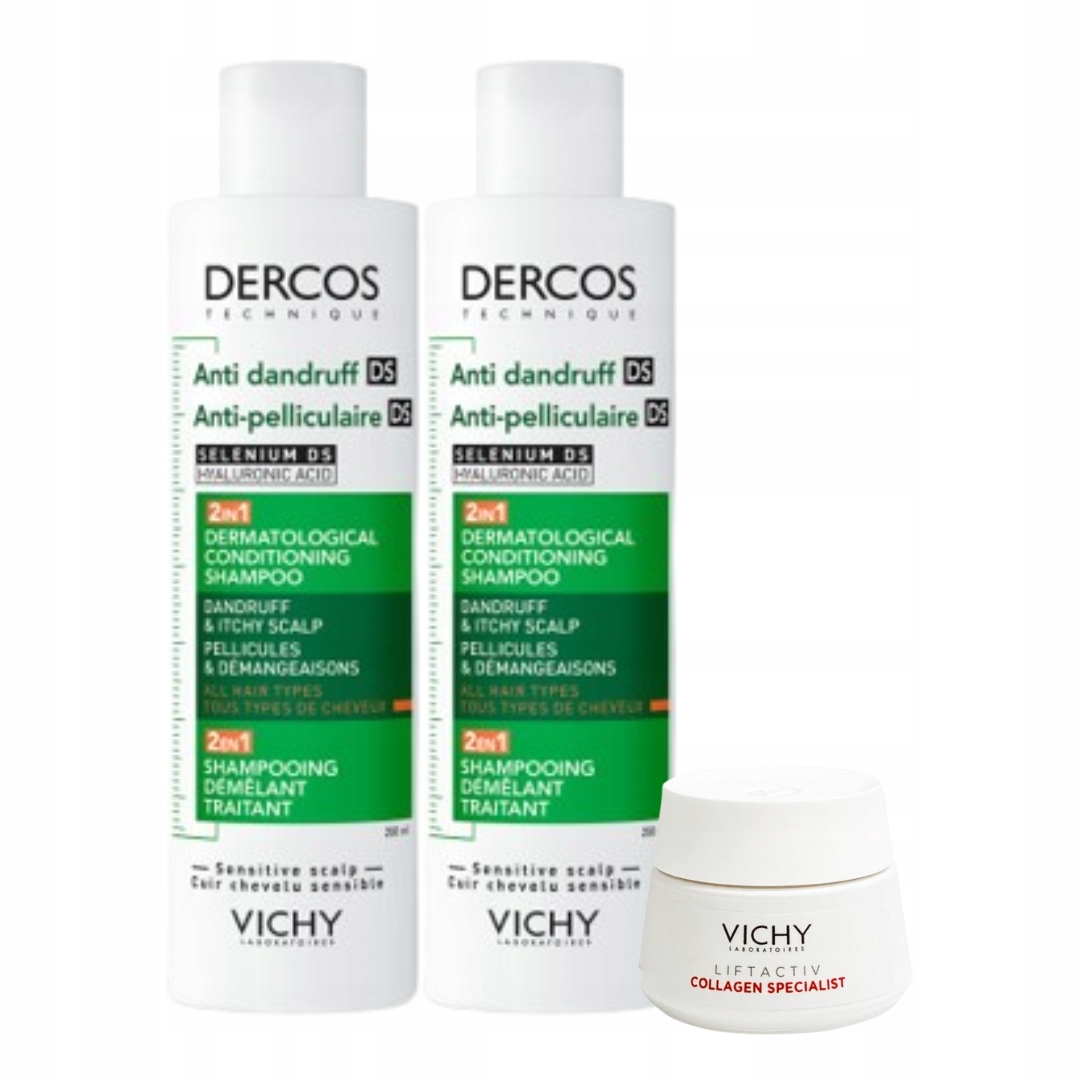 Vichy Dercos szampon przeciwłupieżowy z odżywką 2w1 200 ml 2 Pak