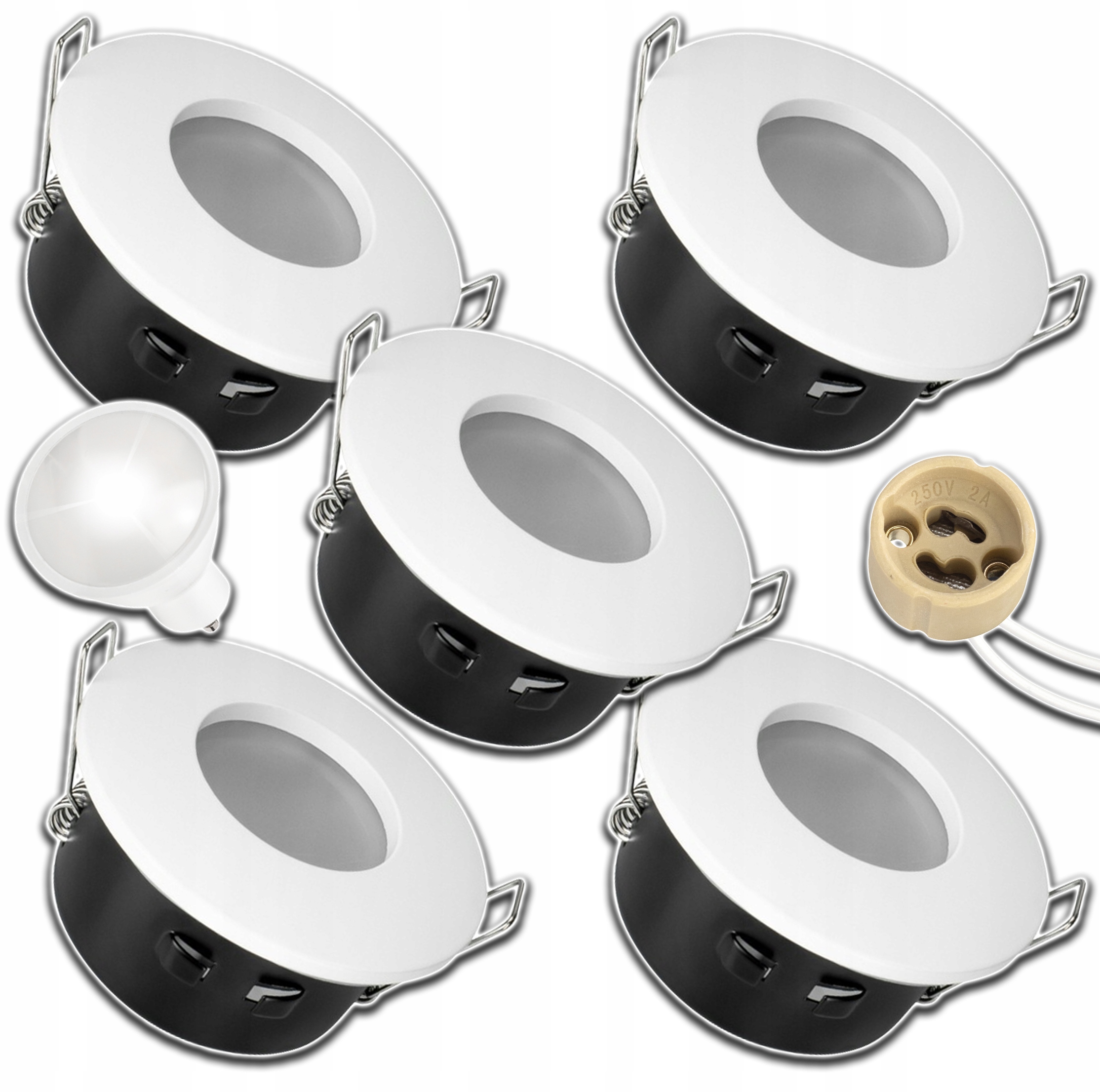 5xHERMETICKÉ Halogenové Svítidlo GU10 Na Podbití+led Žárovka 1,5W Neutrální