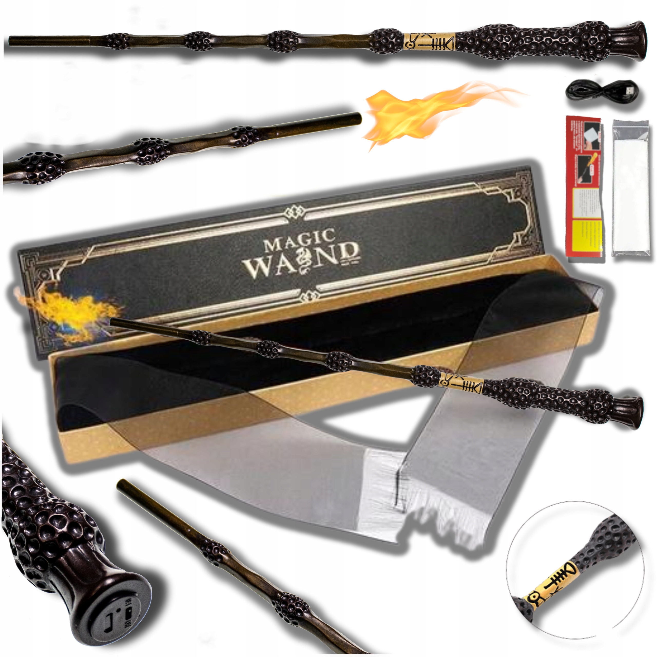 STRZELAJĄCA RÓŻDŻKA HARRY POTTER DUMBLEDORE OGIEŃ PAPIER MAGICZNY