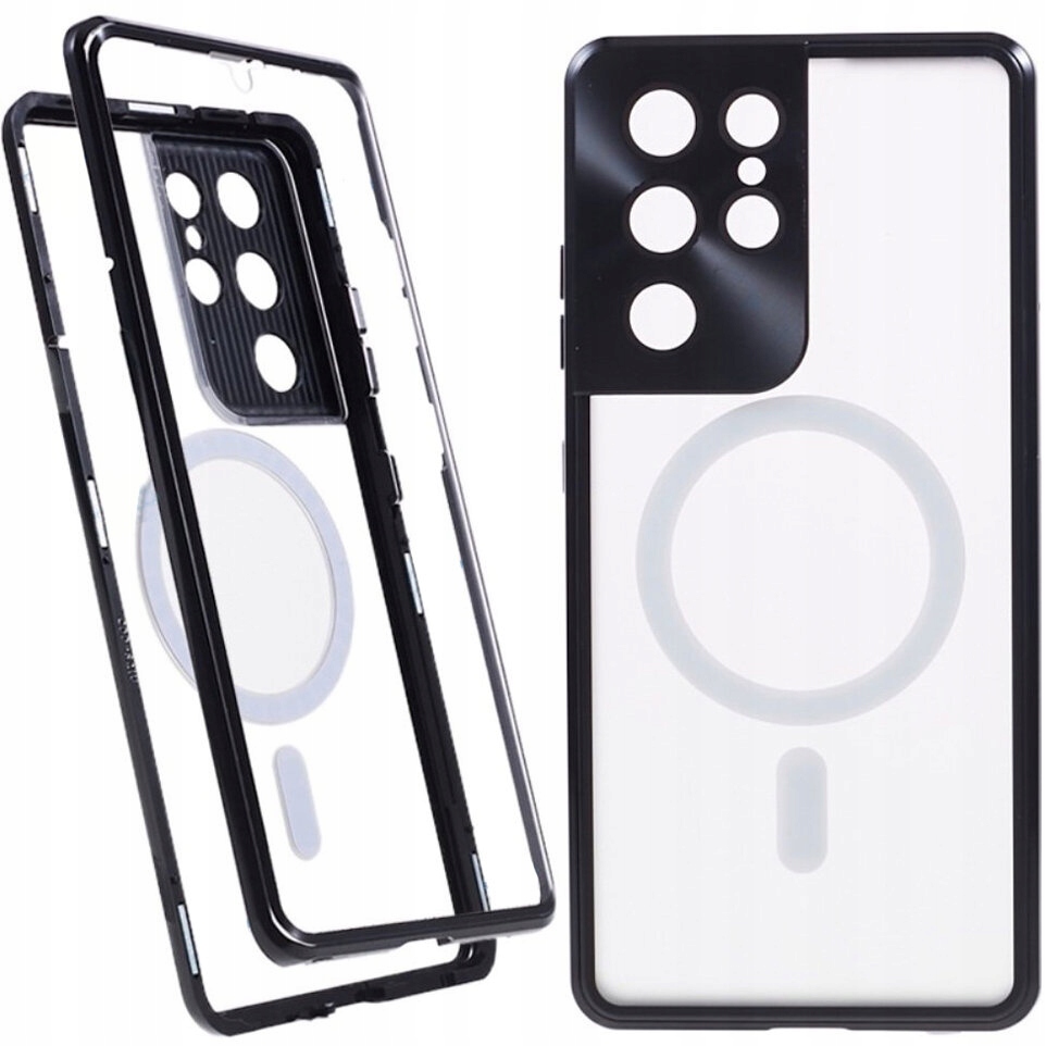 Magnetické Pouzdro Dual Glass pro Galaxy S21 Ultra, skleněné kryt pro MagSafe