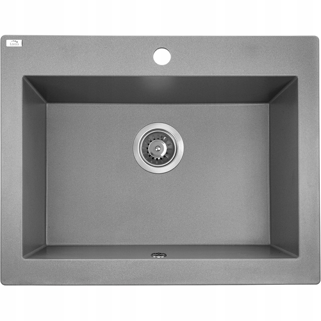Laveo Komodo Šedý granitový dřez, 1-komorový, 58 x 49 cm