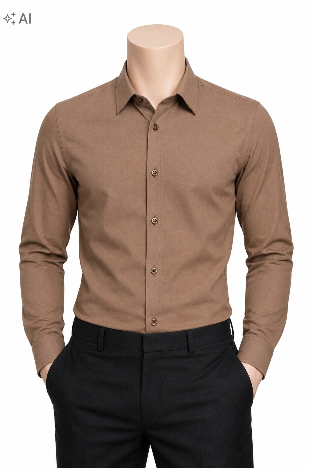 Pánská košile s dlouhým rukávem Viadi Polo Bronz SlimFit Velikost M Oxford Baw.58%