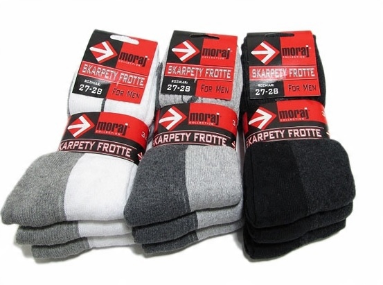 

3 Pary Skarpety Męskie Frotte Grube 43/45 Mocne Pl
