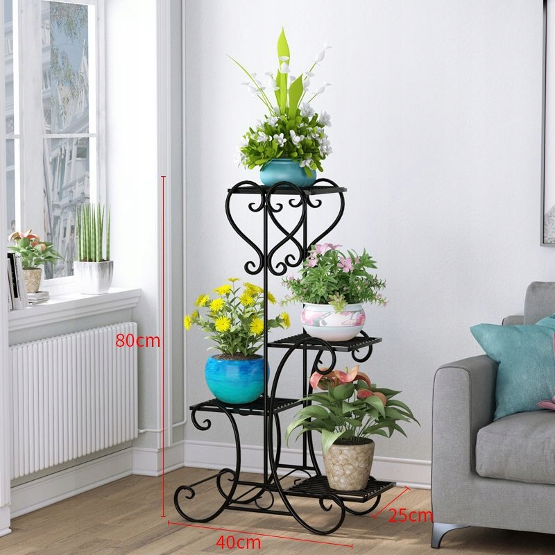 Květinový Stojan Na Květiny Kovový Stojan Loft Rostliny Regál 79 CM