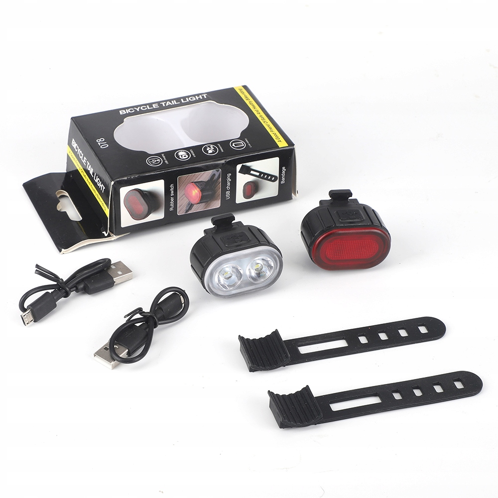 Zestaw Lamp Led Rowerowa Przód I Tył Usb Ip X 4
