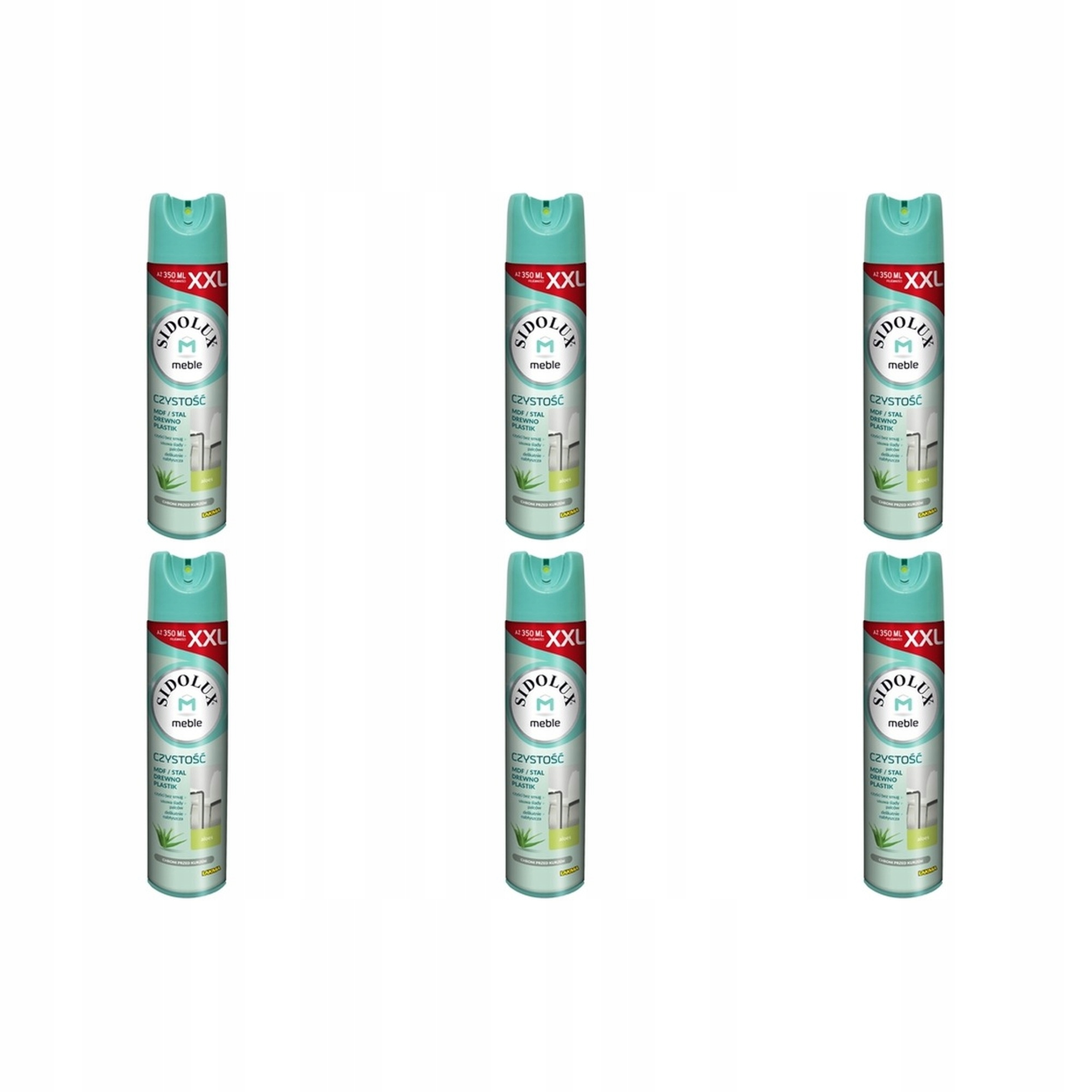 6x 350ml Sidolux M przeciw kurzowi aloes aerozol