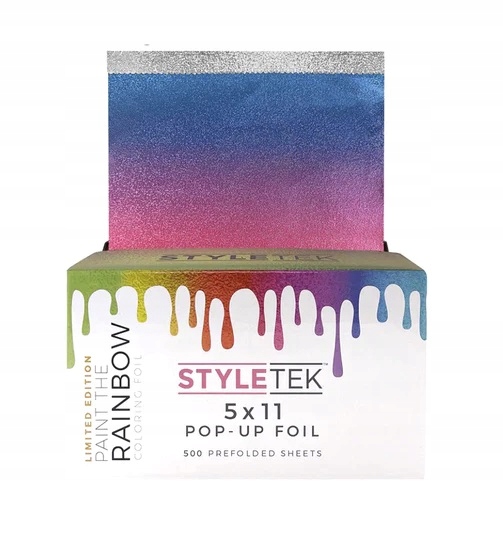 RAINBOW Styletek Folia w arkuszach do koloryzacji włosów RYFLOWANA 500 szt.