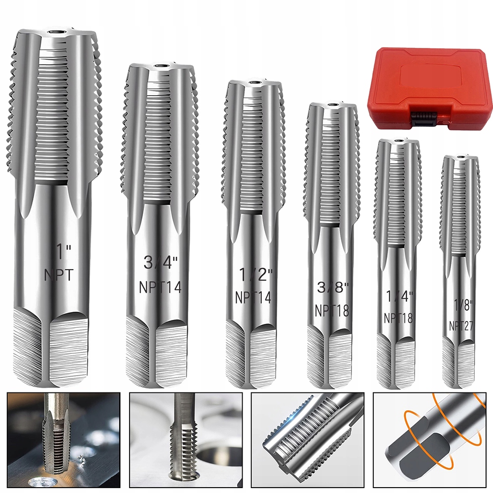 Závitník Závitníky Trubek Komplet 1" 3/4" 1/2" 3/8" 1/4" 1/8" 6 ks