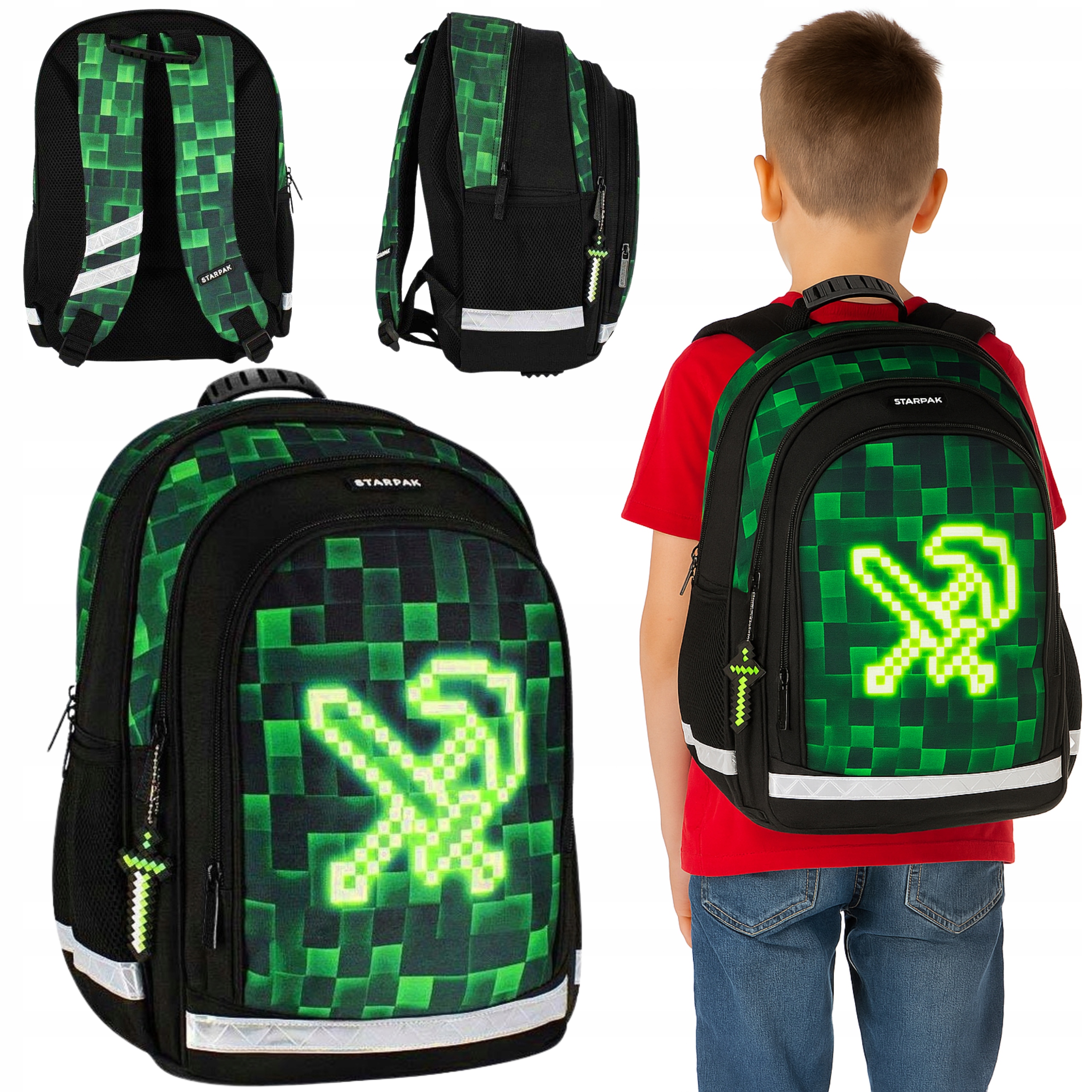PLECAK SZKOLNY MŁODZIEŻOWY WIELOKOMOROWY MINECRAFT DLA CHŁOPCA LEKKI 23 L