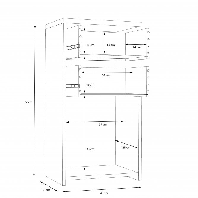 Komoda BEST CHEST - dąb artisan/białe SQNK211-C804 FORTE Głębokość mebla 29.6 cm