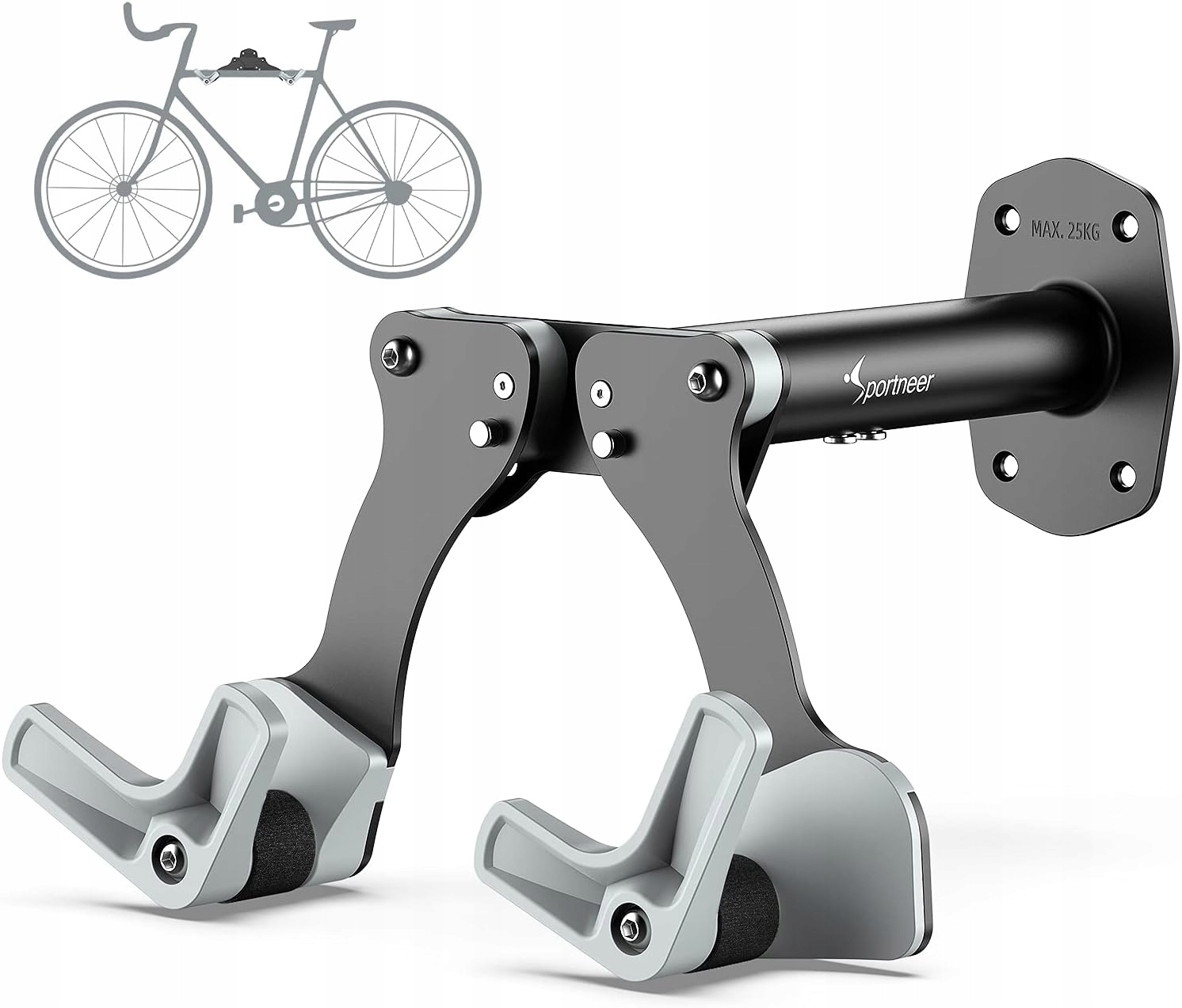 Uchwyt Rowerowy Ścienny Regulowany Garaż 25kg Sportneer