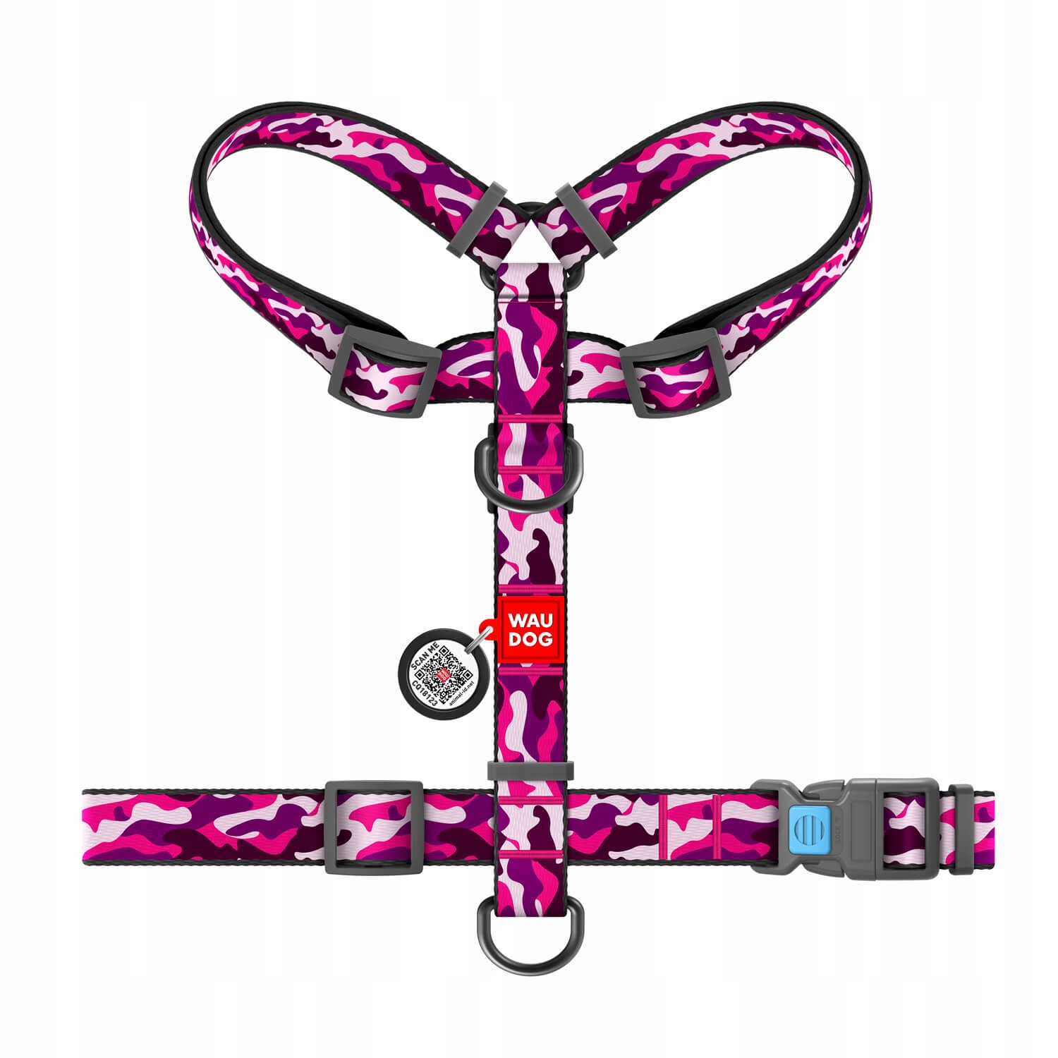 Levně Postroj pro psa Guard WauDog Pink camo maskáčový růžový, nastavitelný, velikost M