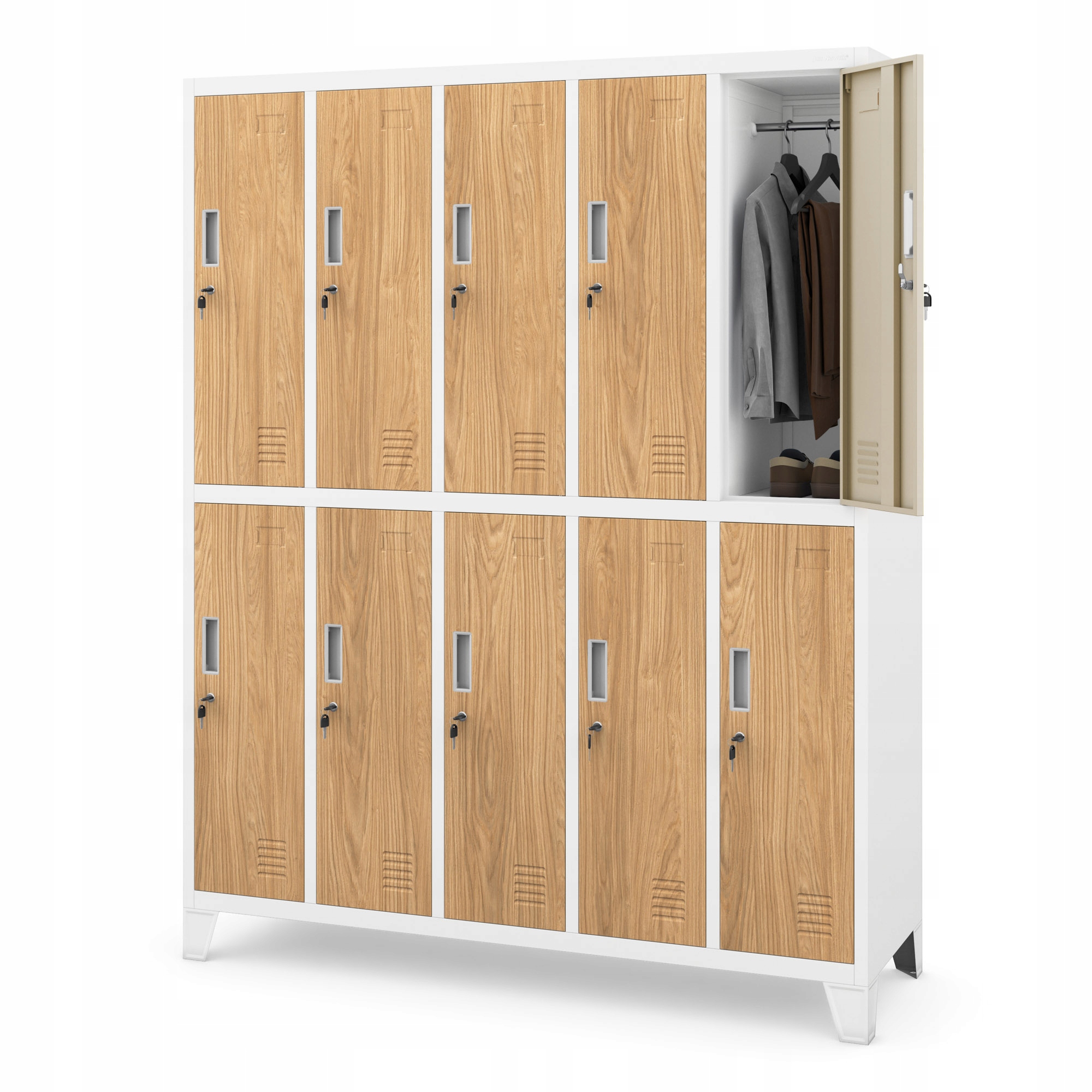 Jan Nowak Kovová Skříň školní sociální skříň Bartek Bílá/Zlatý dub