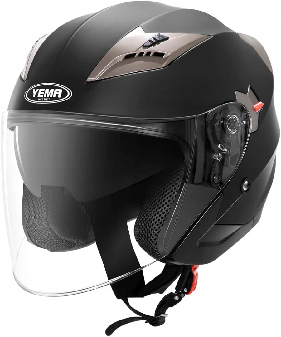 Kask motocyklowy na Skuter Yema YM-627 rozmiar XL czarny mat z szybą Choper