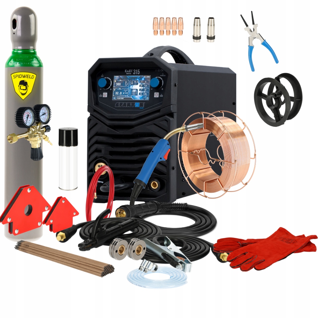 Spawarka migomat Mig/mag Mma Tig 300A Spartus EasyMIG 315 400V LCD inwertor