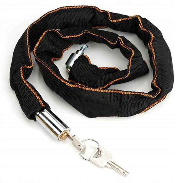 ZAPIĘCIE ROWEROWE ŁAŃCUCH BLOKADA ROWEROWA ZABEZPIECZENIE ROWERU 80cm Kolor dominujący czarny