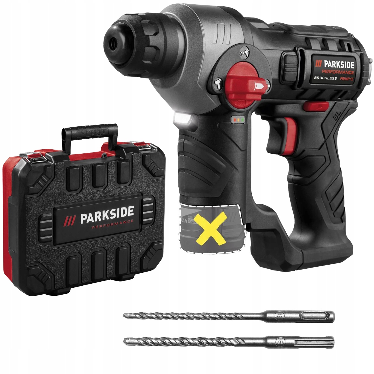 Wiertarka Udarowa Parkside Pbhap A1 12V Zestaw Wkrętarka 2X Wiertła Walizka
