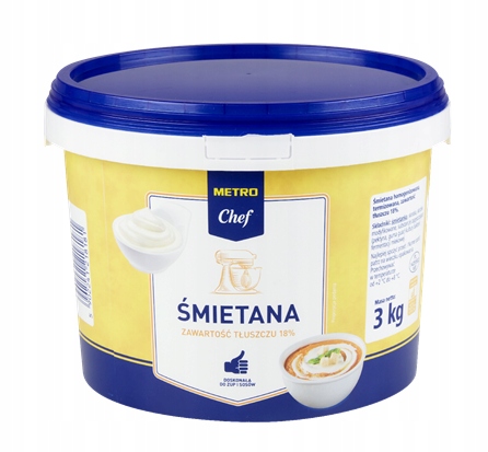 Metro Chef Smetana 18% 3 kg velké balení pro gastronomii