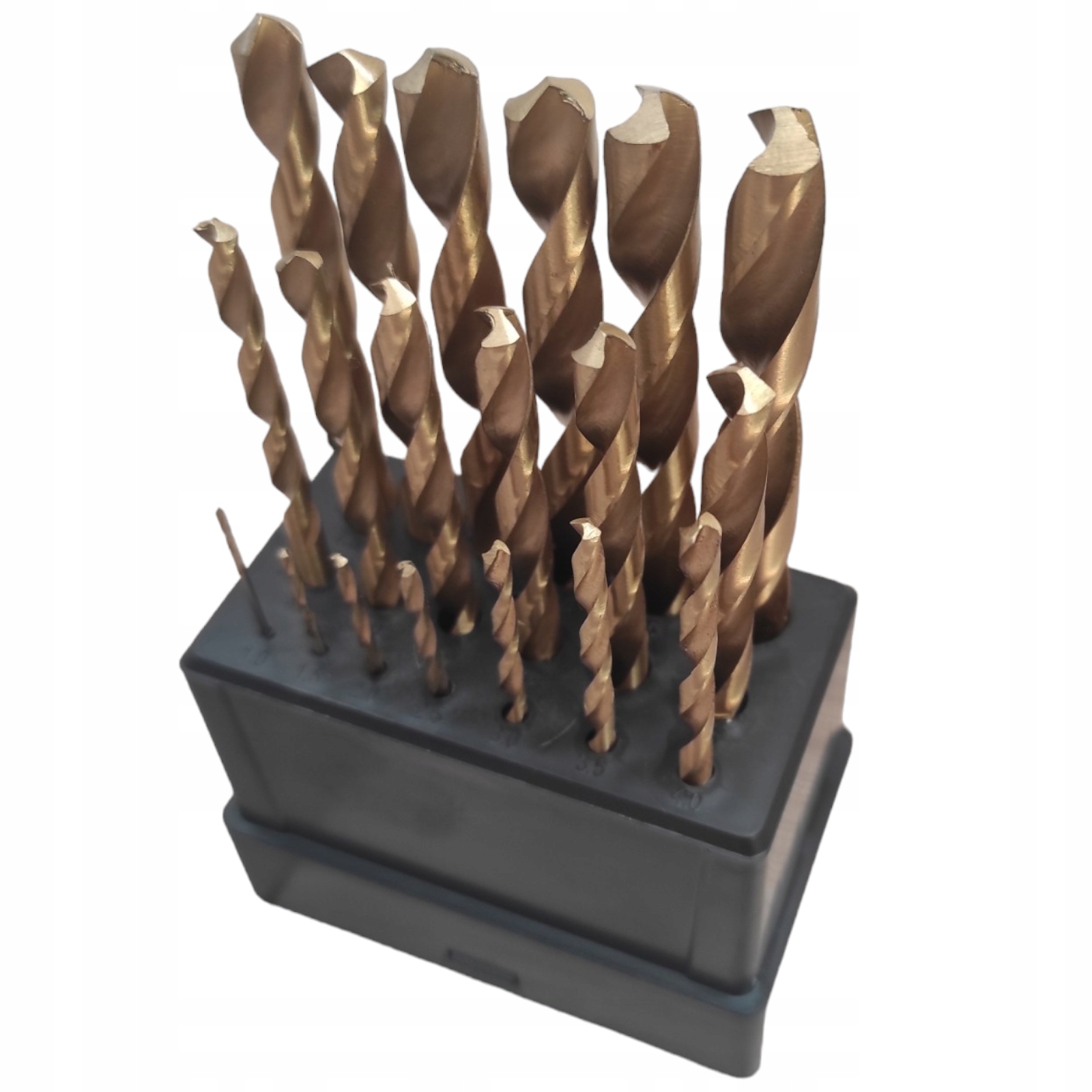 ZESTAW WIERTEŁ POWLEKANYCH TYTANEM 1.0-10MM 19 ELEMENTÓW WIERTŁA Rodzaj wiertła spiralne