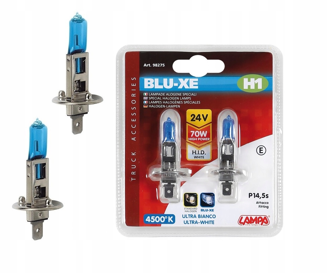 

2x Żarówki H1 70W 24V Tir P14,5s Blue-xenon White