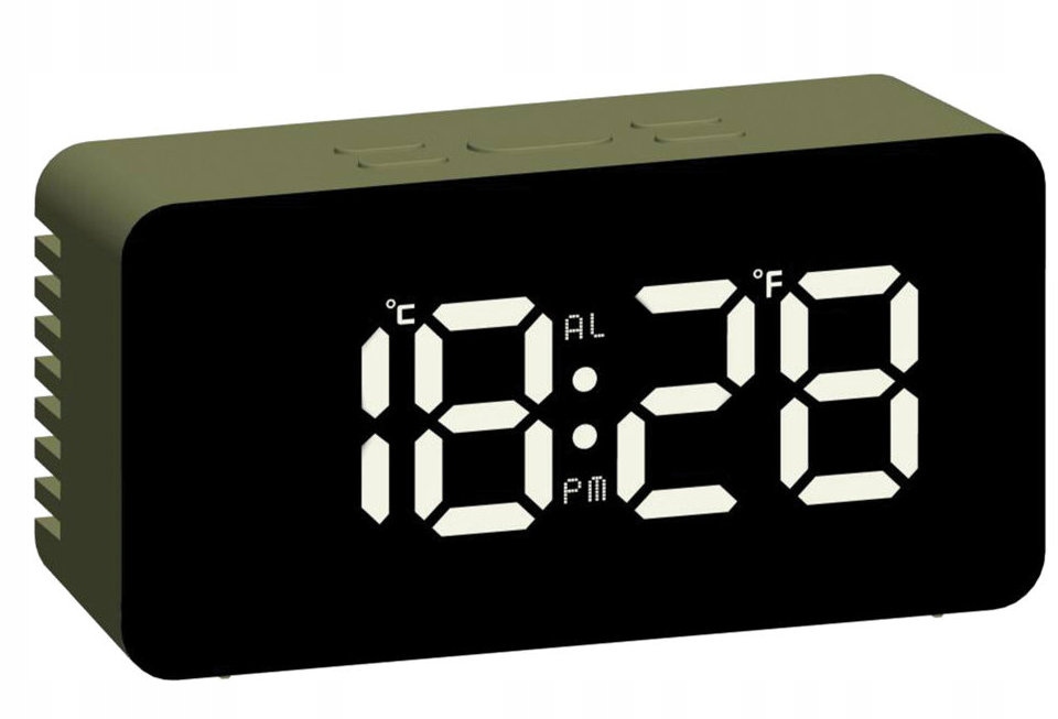 Bílý Zelený Čitelný Led Hodiny Budík S Teploměrem Jvd SB3658.6 Alarm