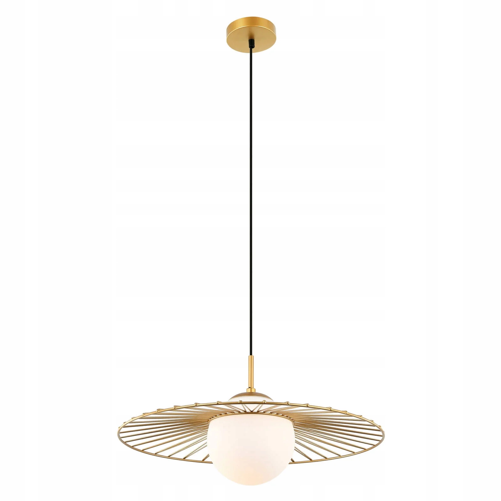 Závesná lampa klobúk sklenená guľa zlatá Italux