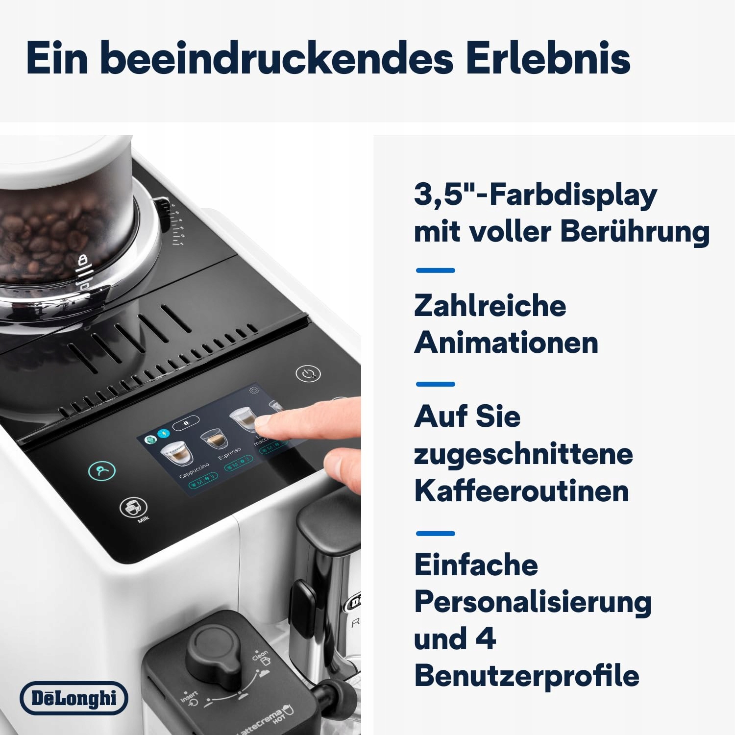 DE'LONGHI Rivelia Ekspres Ciśnieniowy LatteCrema 16 Napojów Biały — miniatura 7