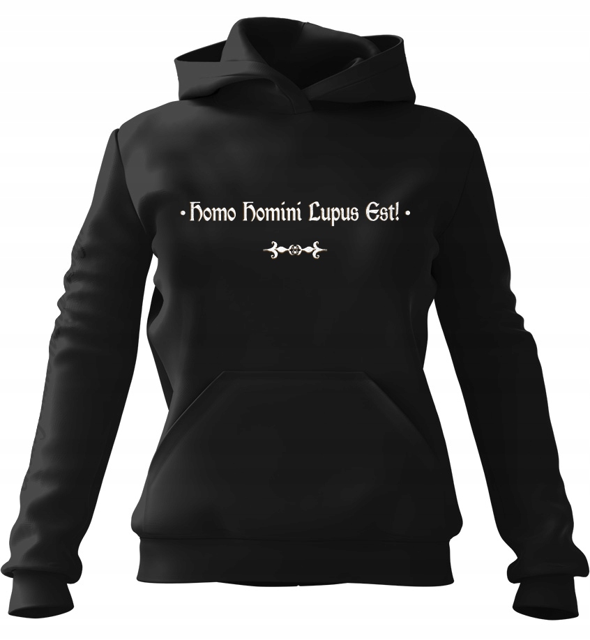 s kapucí mikina s Mikina 1670 Homo Homini Lupus Est Black Xs