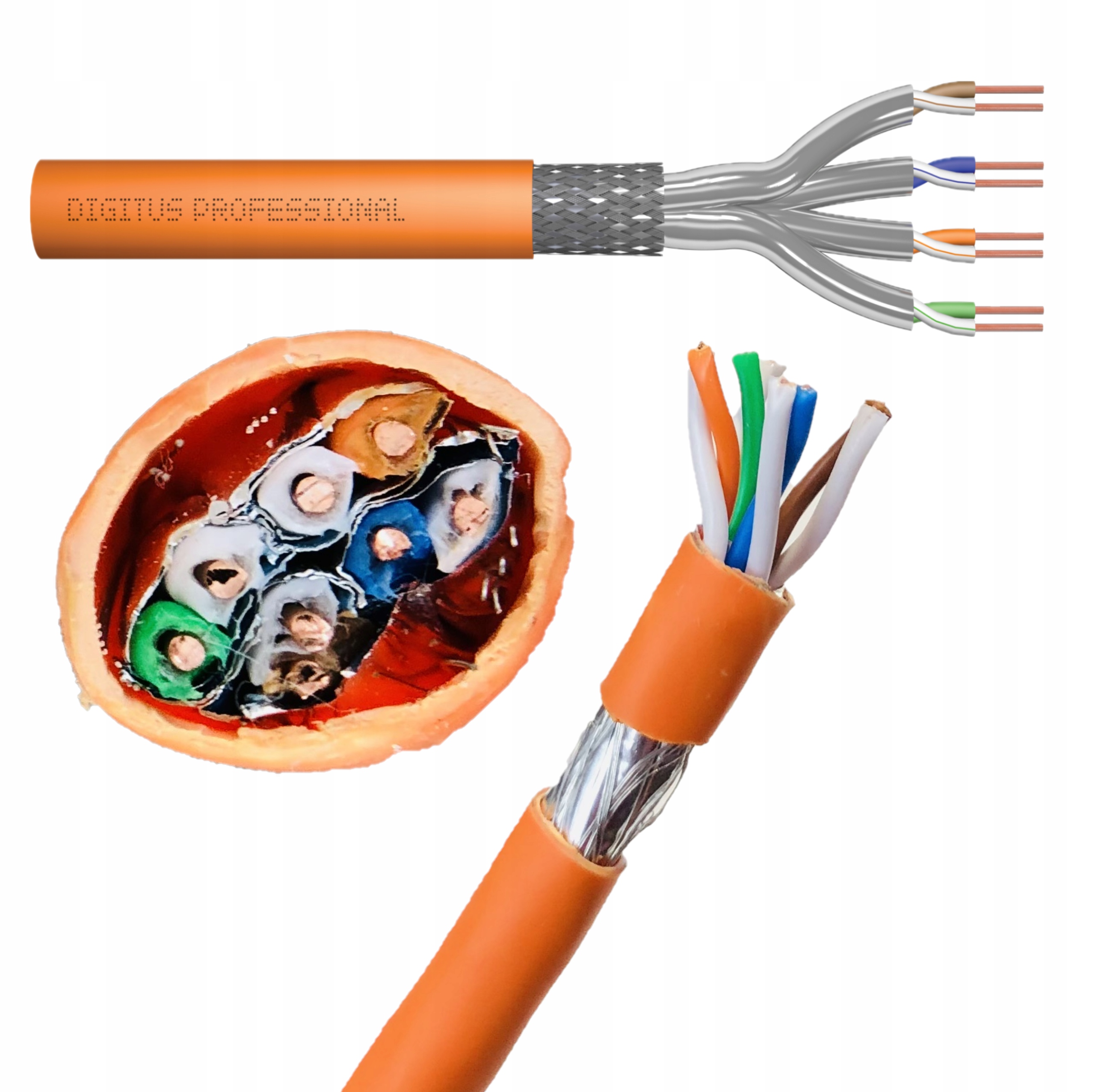Przewód internetowy kabel sieciowy Lan skrętka AWG23 S/ftp kat.7 drut 25m