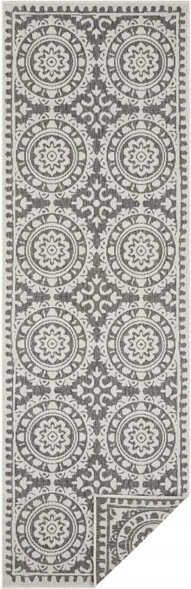 Běhoun šedo krémový na terasu, provázkový 80x350 cm