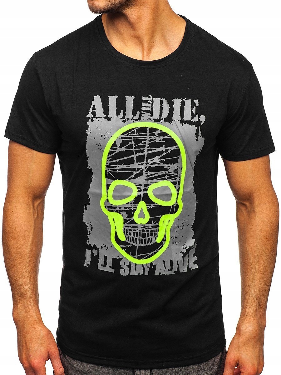 

T-shirt Męski Z Nadrukiem Czarny Y70007 Denley_xl