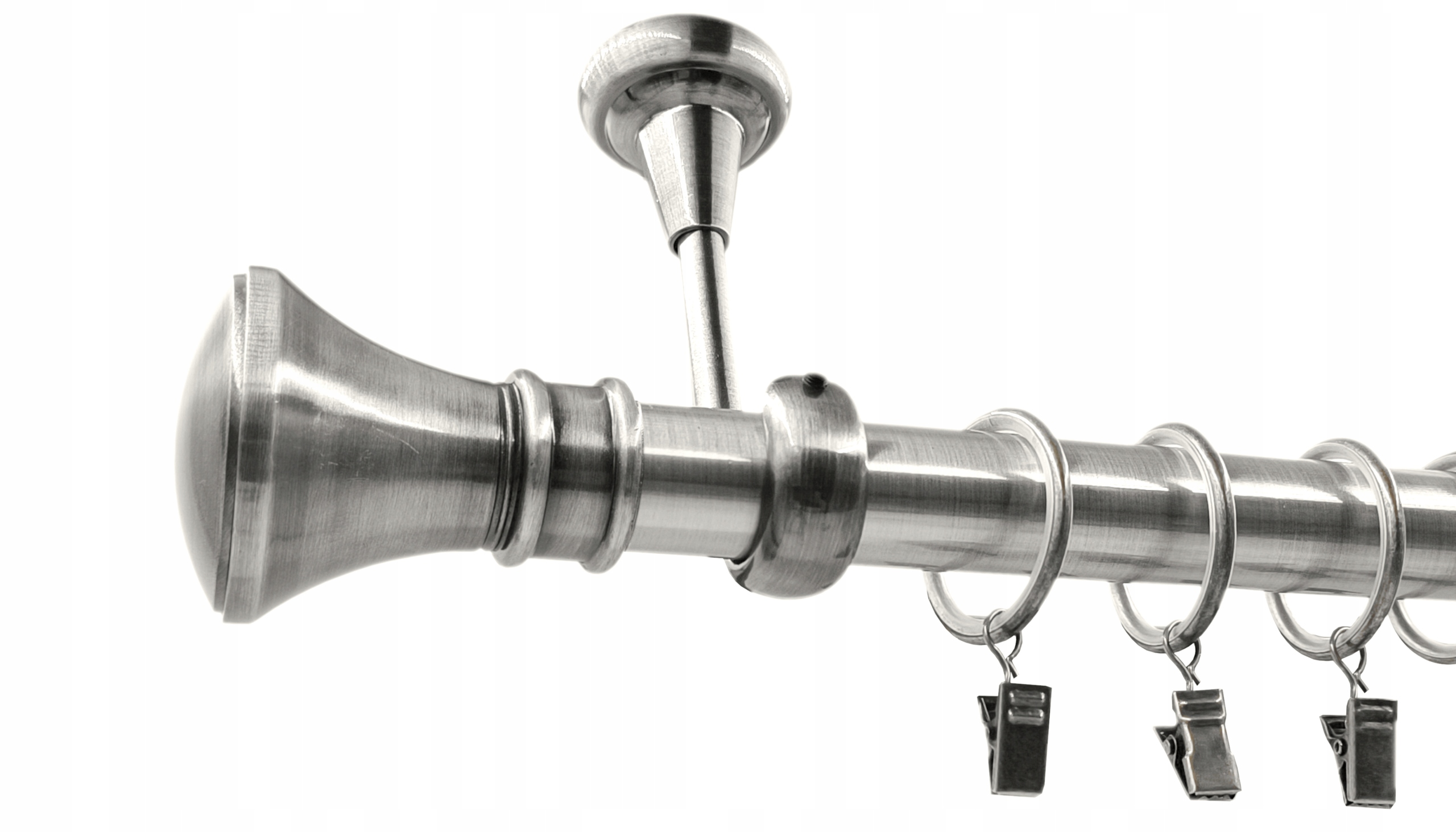 Jednoduchá Garnýž Stropní Kov 25 mm Stříbrný Nikl 280 cm MIX koncovek