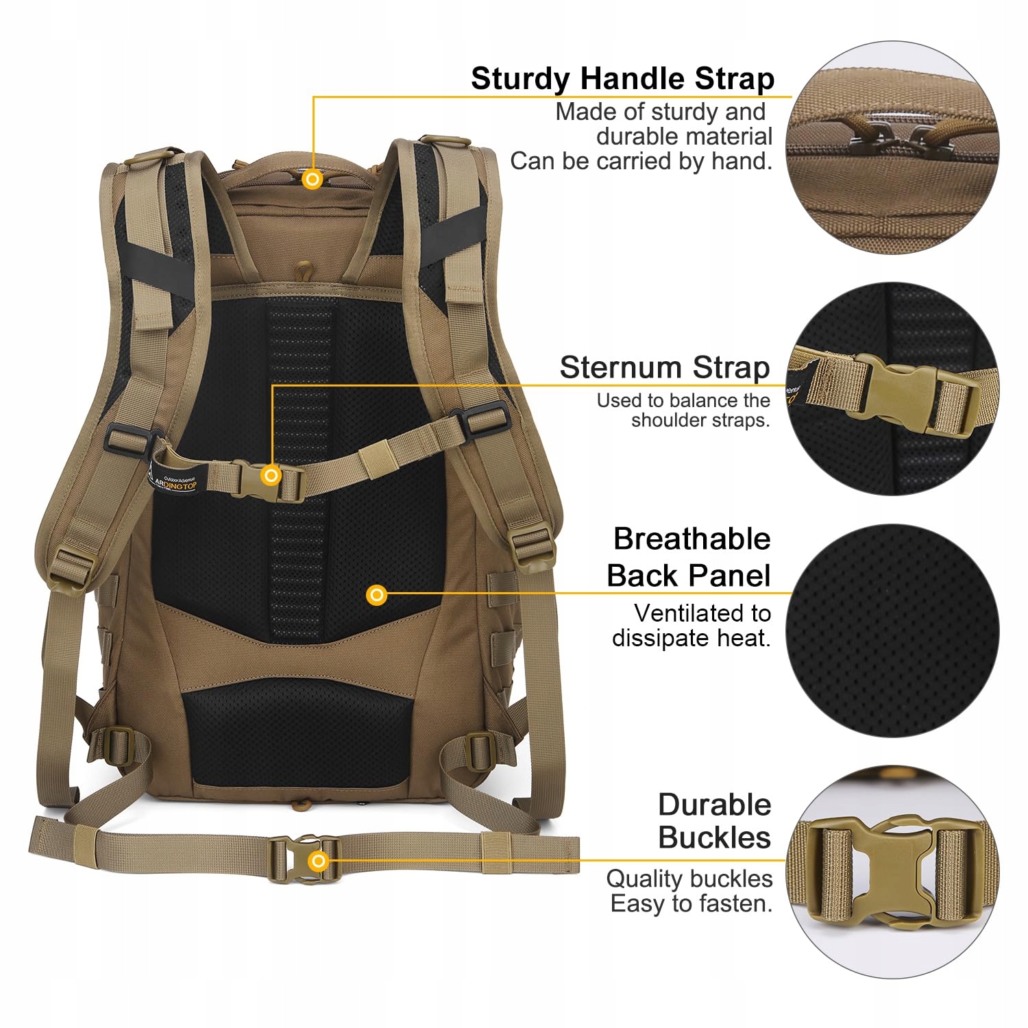 MARDINGTOP Plecak 30L Molle Na Laptop Do Miasta Biznesu I Podróży — miniatura 4